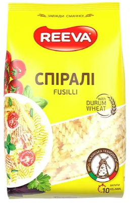 Вироби макаронні REEVA Спіралі, 400 г